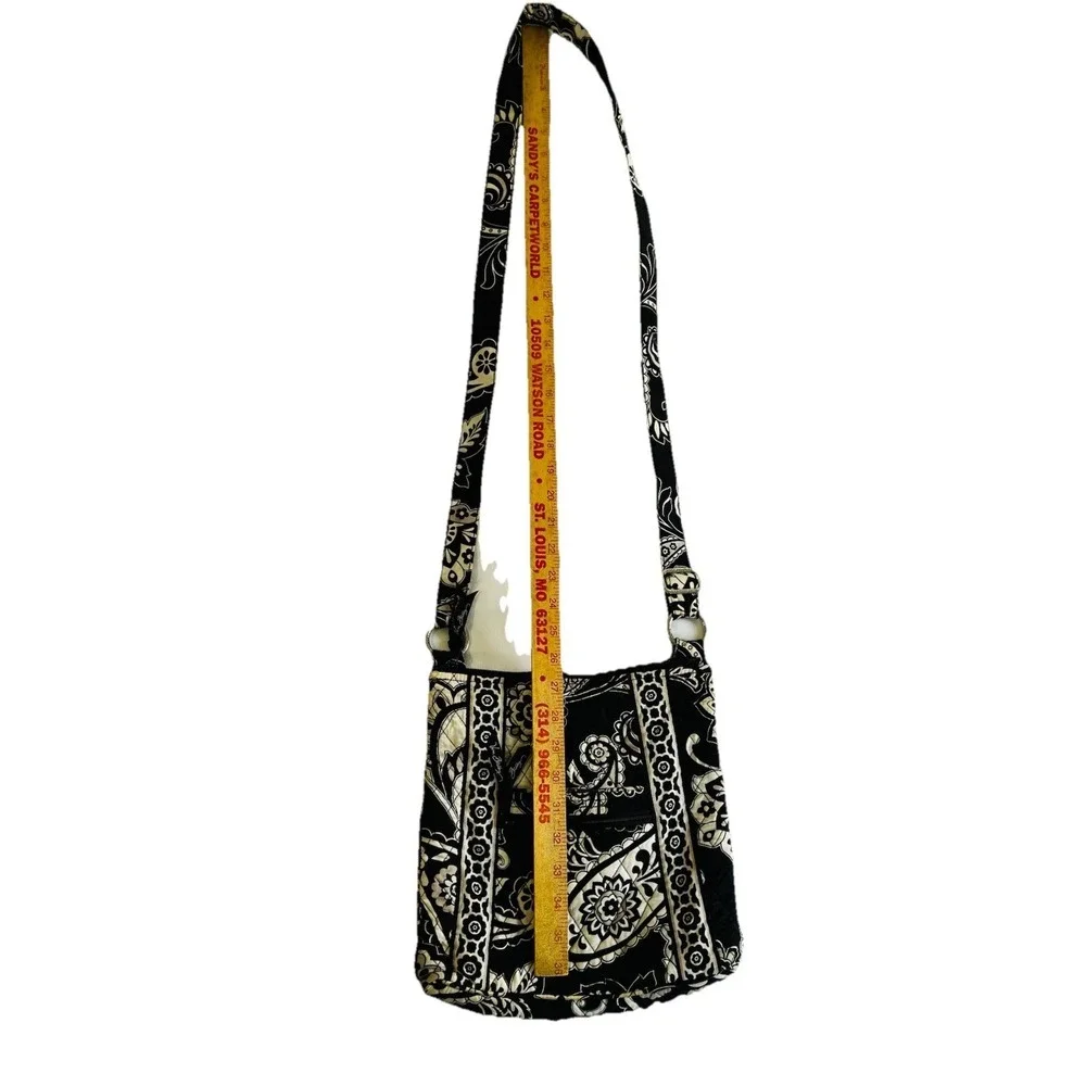 Vera‎ Bradley Hipster Crossbody Bag Medium Black White Night and Day Paisley